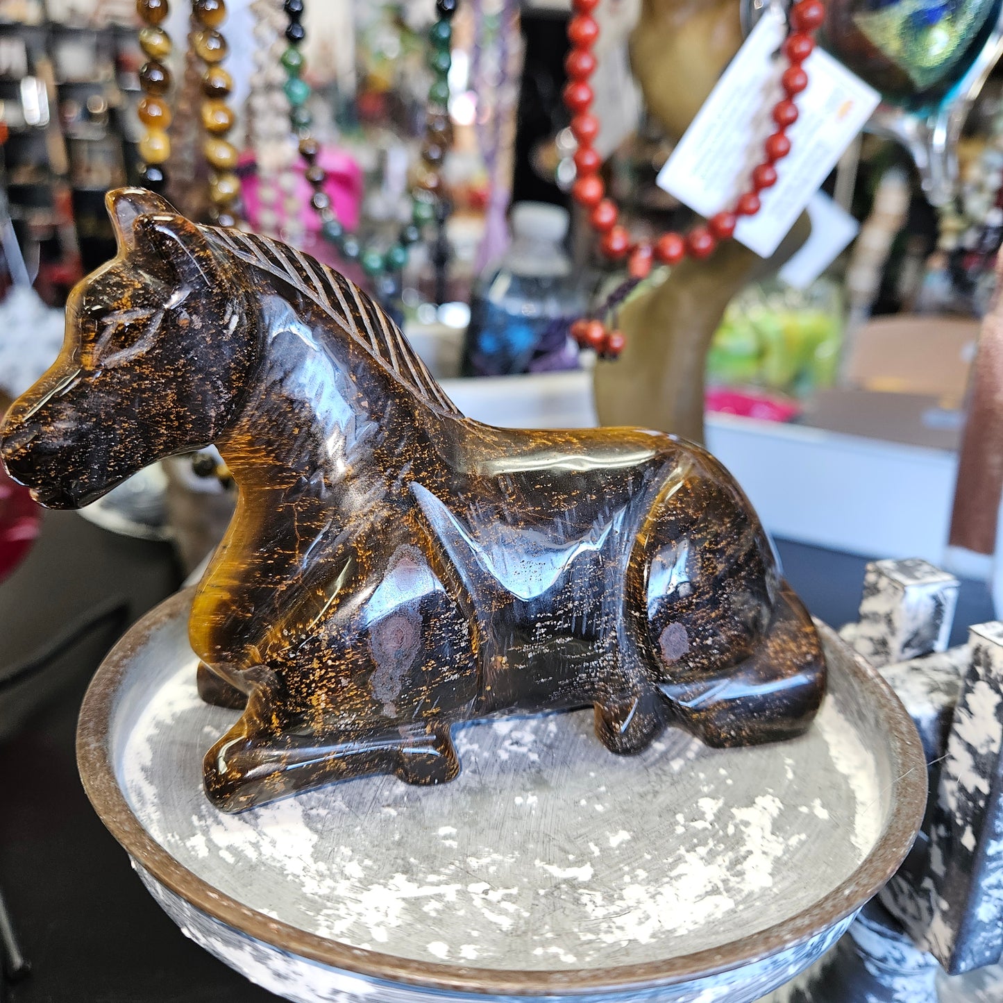 Tiger Eye Carved Horse