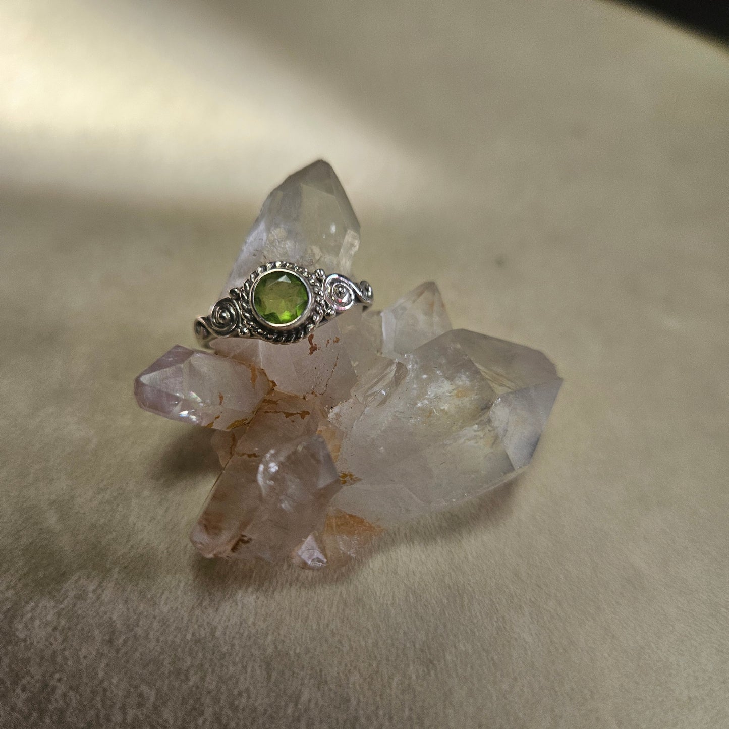Sterling Silver Genuine Round Peridot Size 8
