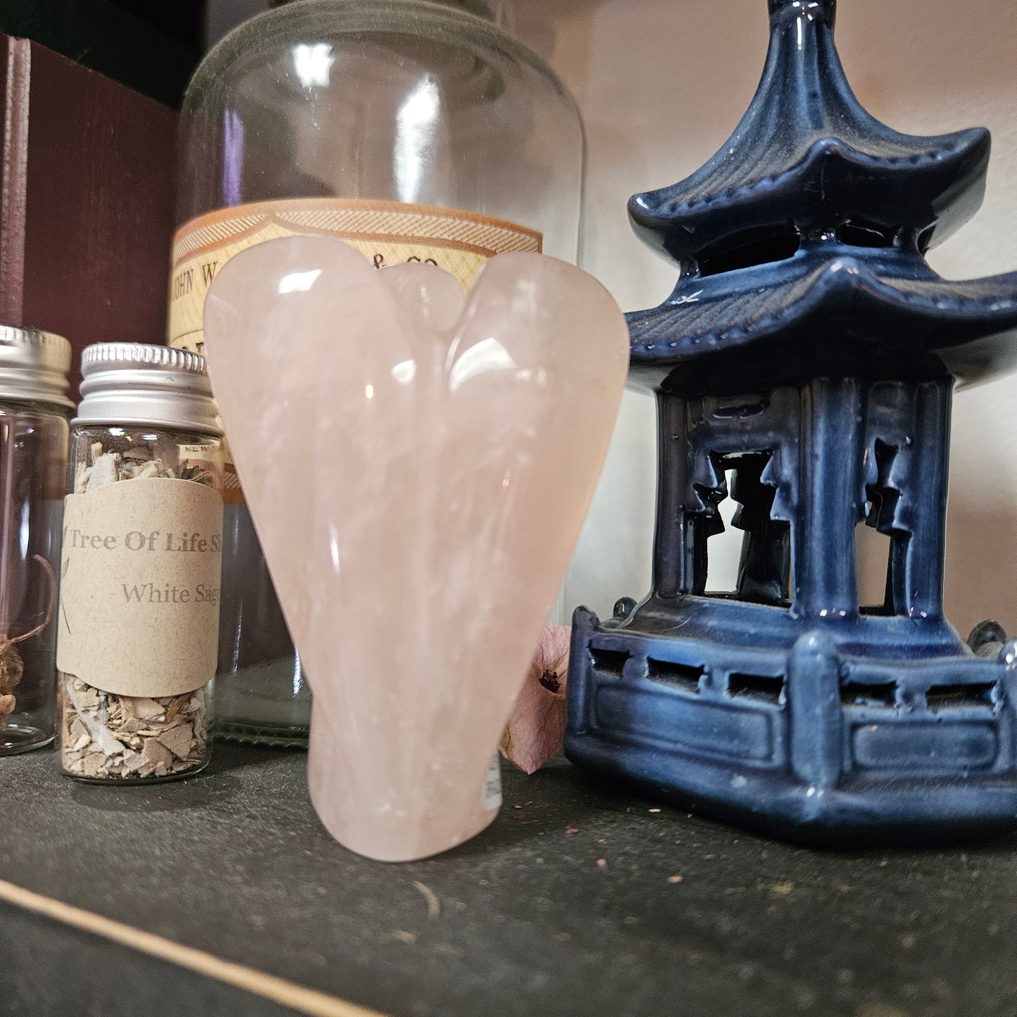 Rose Quartz Carved Angel