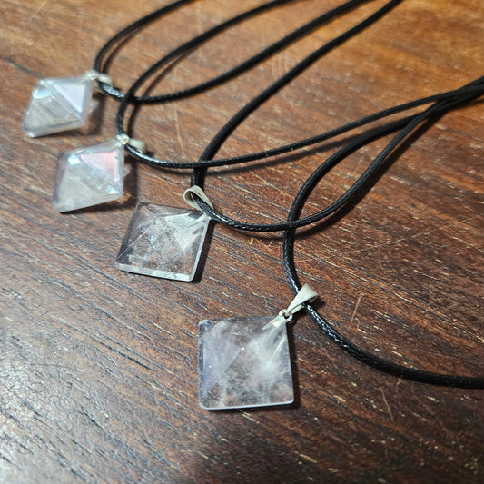 Tibetan Quartz Pyramid Pendent Necklace