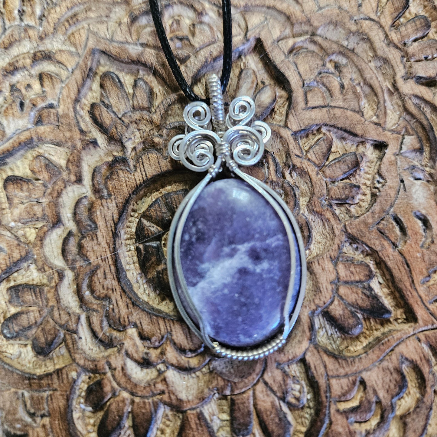 Sterling Silver Wire Wrap Lepodolite - Benefits Save the Strays Schuylkill