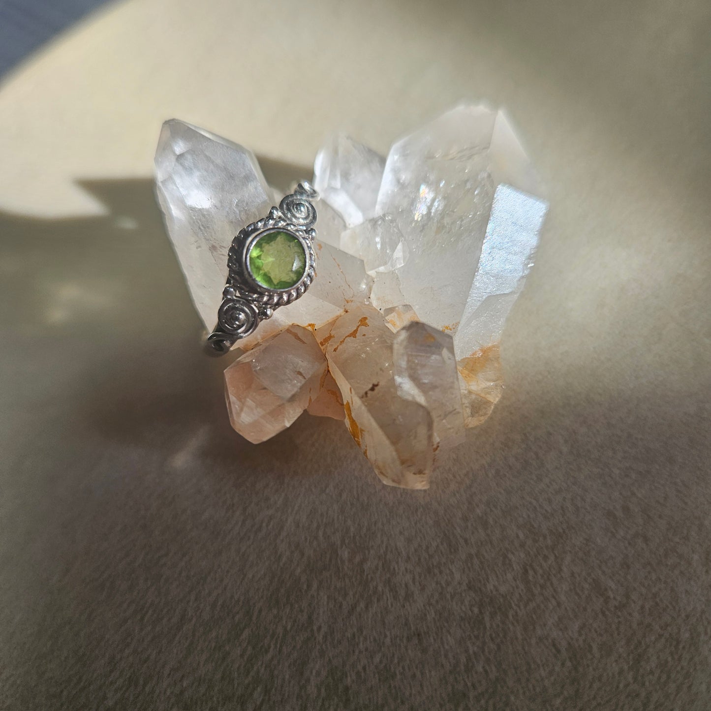 Sterling Silver Genuine Round Peridot Size 8