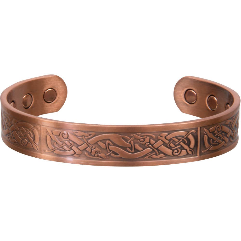 Magnetic Copper Bracelet - Celtic Deers - Antique Copper
