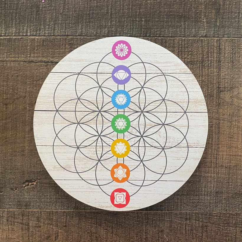 Flower of Life Crystal Chakras Colorful Grid