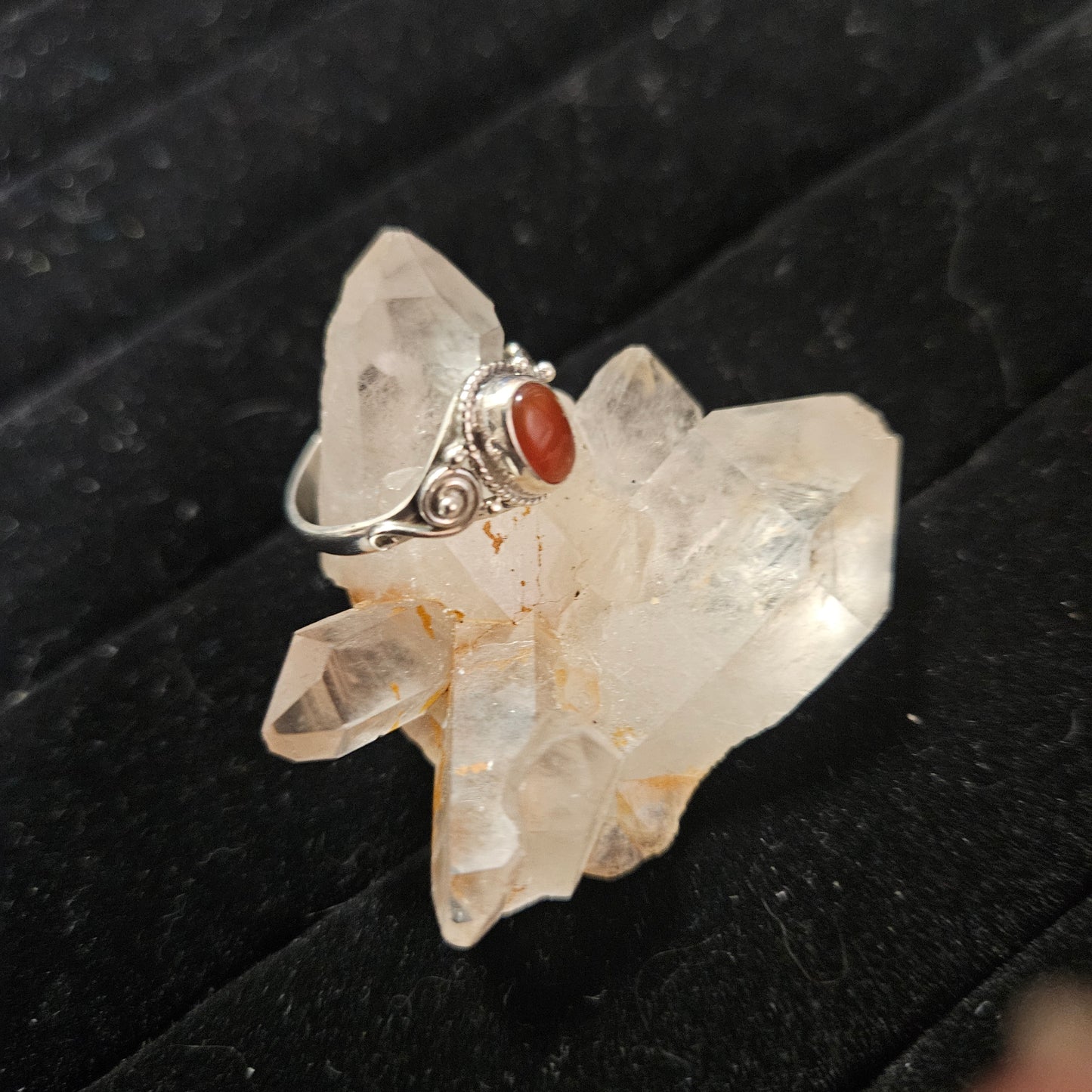Ring Genuine Oval Carnelian - Sterling Silver 925 - Size 6