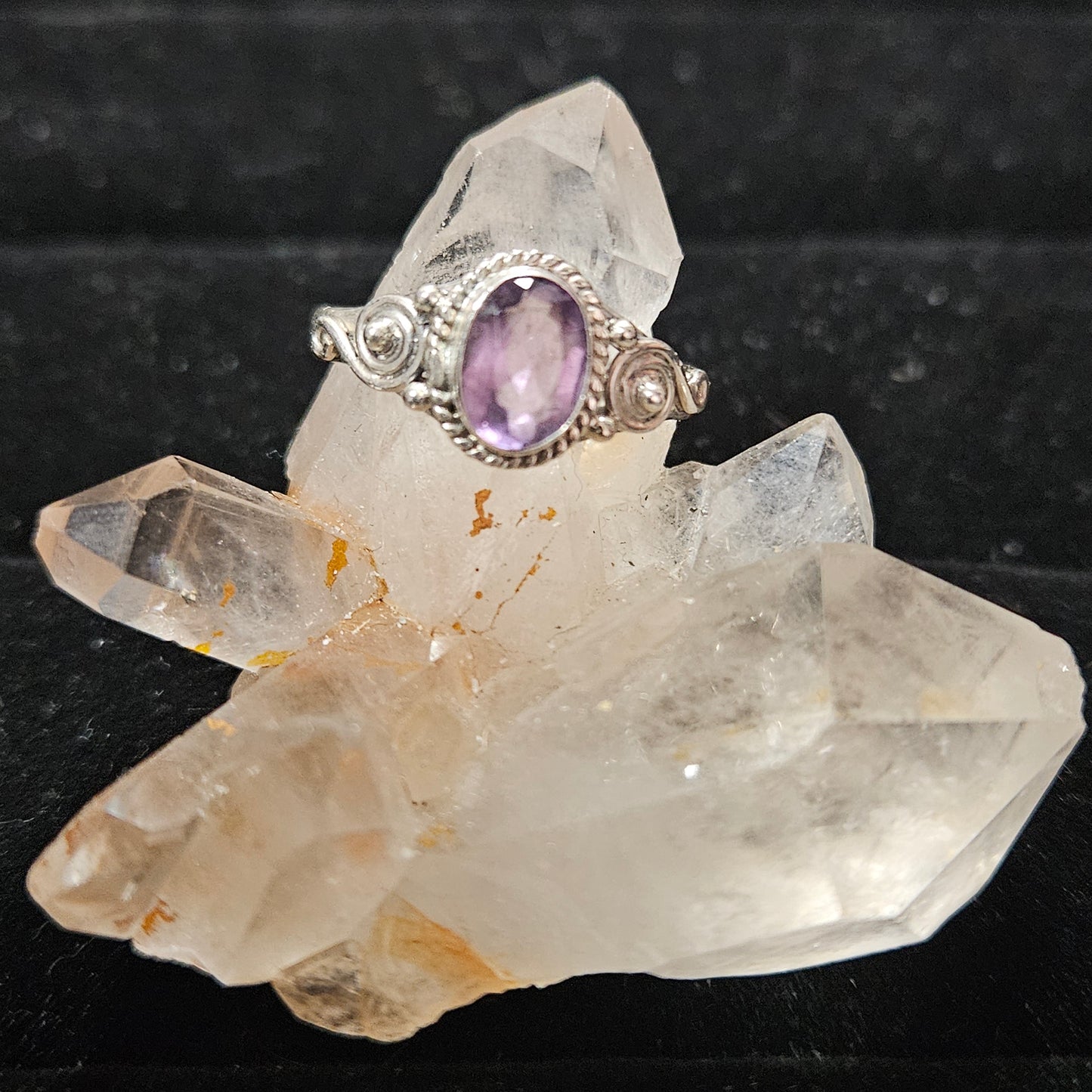 Ring Genuine Oval Amethyst - Sterling Silver 925 - Size 6