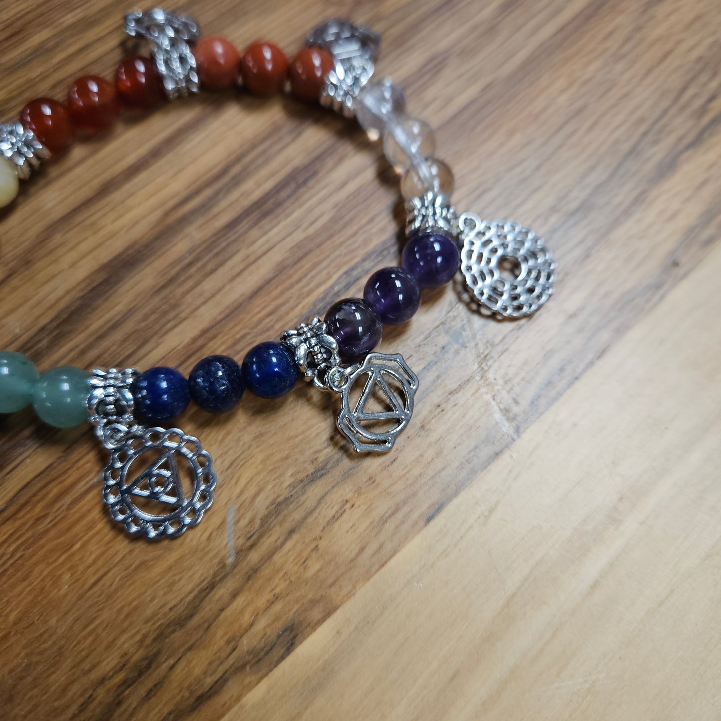 7 Chakra Bracelet 8 mm with Charms