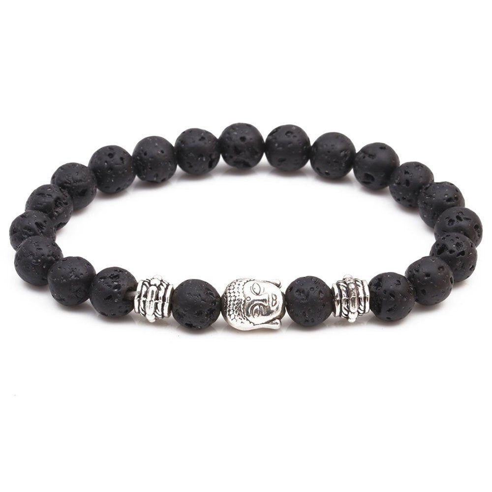 Lava Bead Buddha Bracelet 8mm