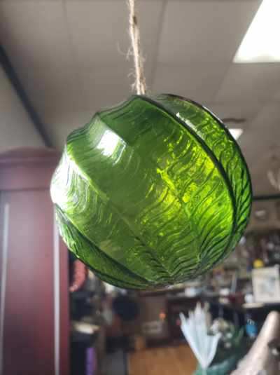 Emerald Ribbed Witch Globe 4 inches - Tree Of Life Shoppe