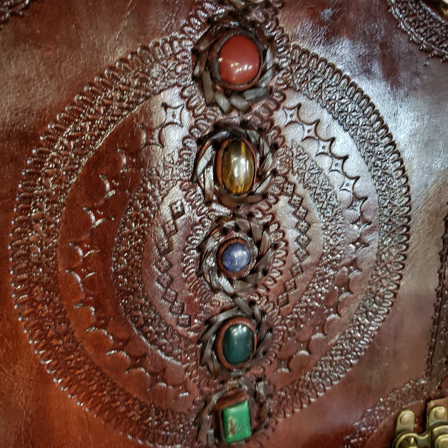 Seven Chakra Stone Embossed Handmade Book of Shadows - Tree Of Life Shoppe