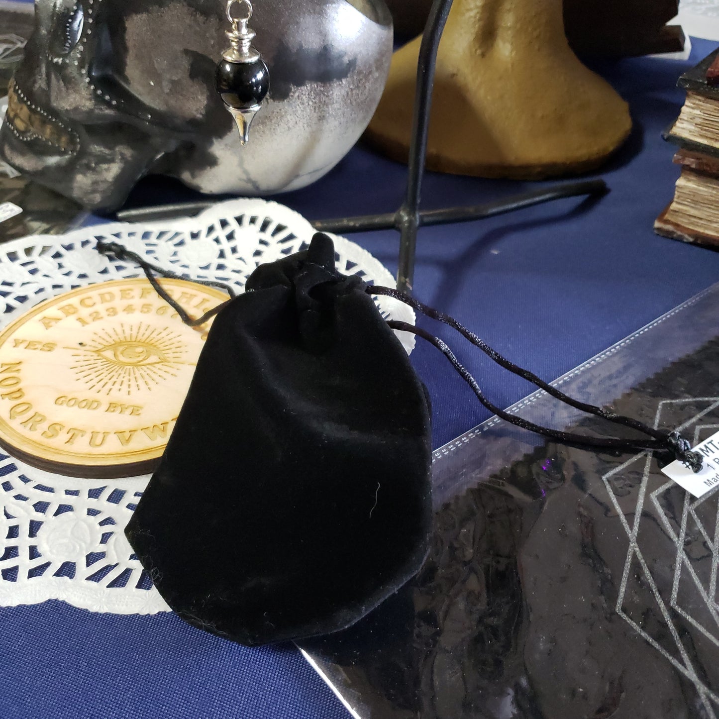 Black Velvet Pendulum Pouch with drawstring - Tree Of Life Shoppe