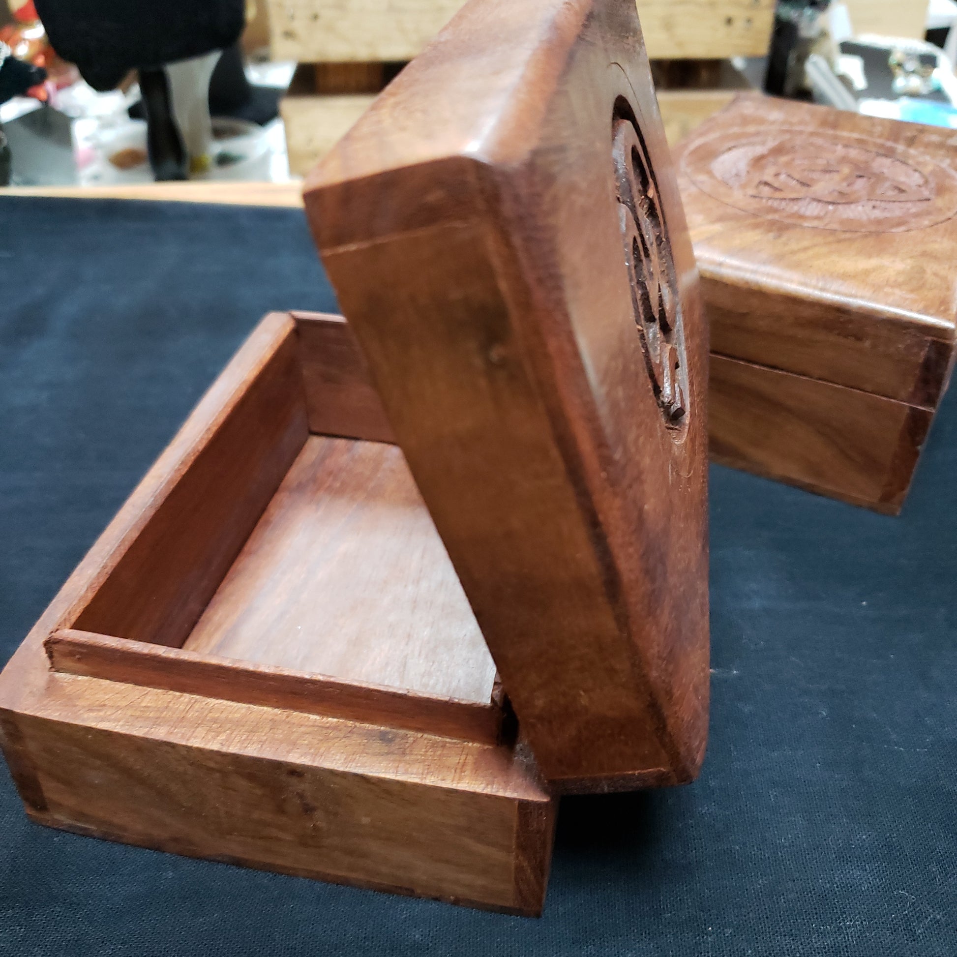 Wooden Carved OM Box - Tree Of Life Shoppe