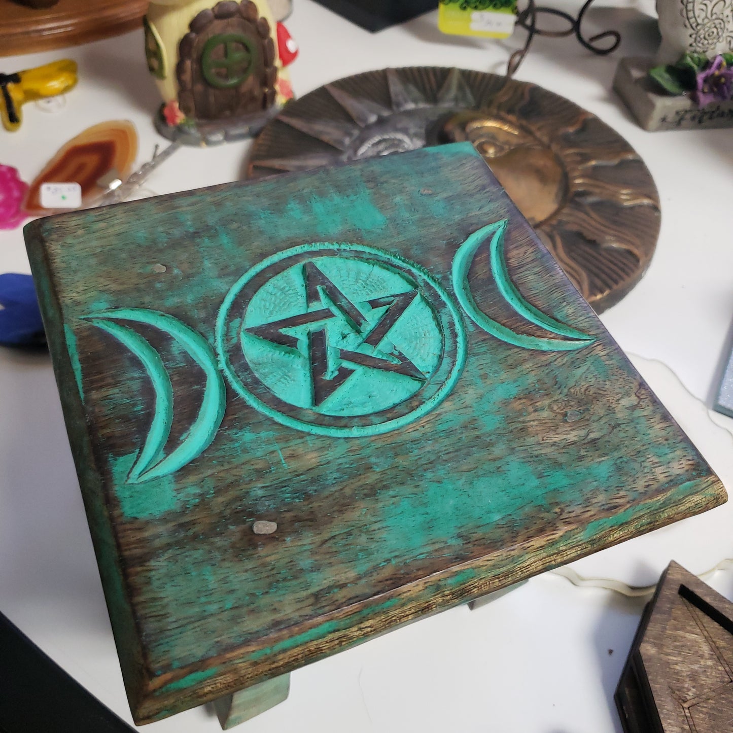 Antiqued Triple Moon Altar Table - Tree Of Life Shoppe