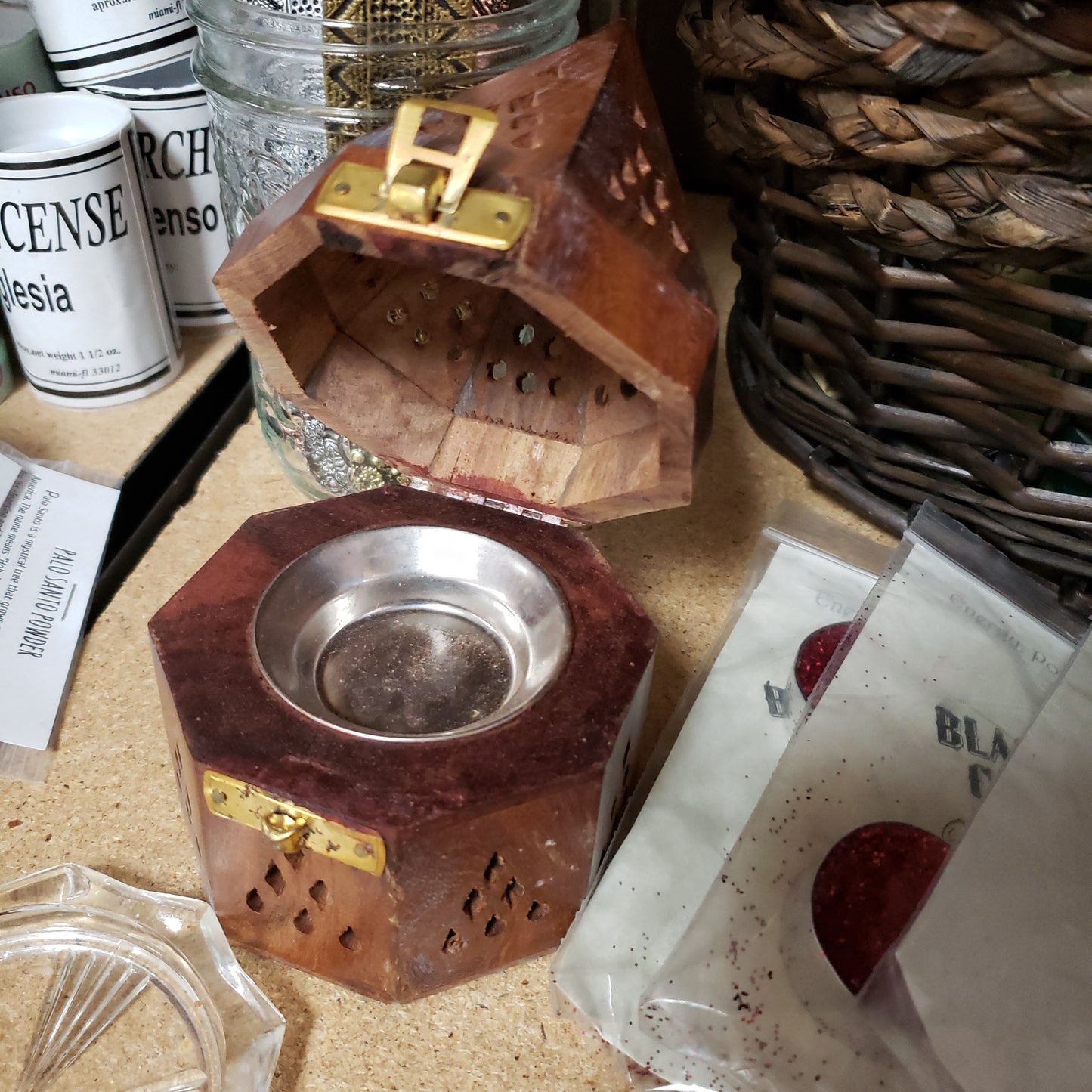 Wooden Charcoal / Cone Burner Temple - Tree Of Life Shoppe