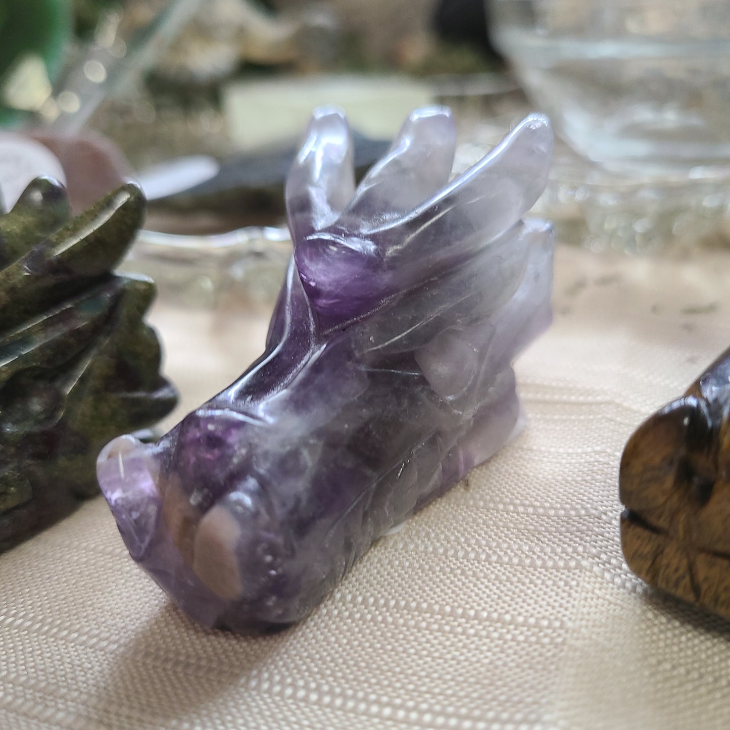 Carved Gemstones Dragon Heads, Medium - Various