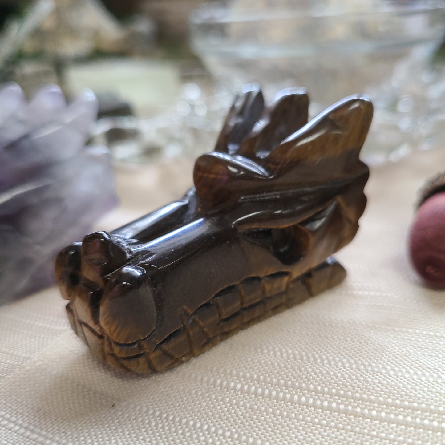 Carved Gemstones Dragon Heads, Medium - Various
