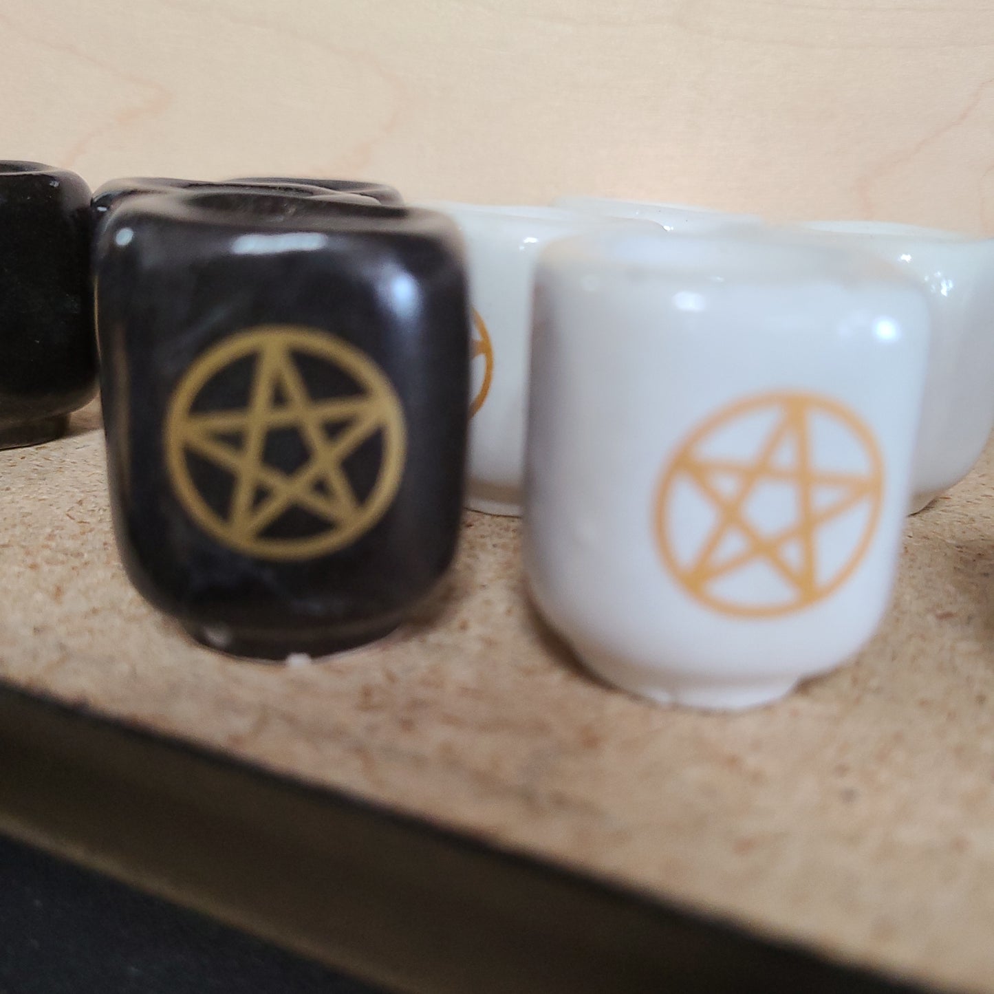 Pentacle Ceramic Chime Holders - Black and White Styles