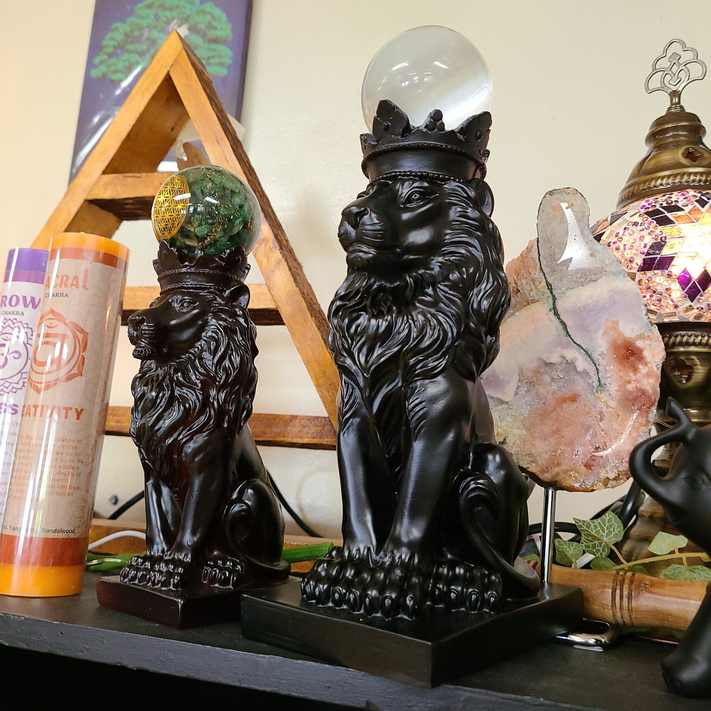 Crowned Lion Sphere Stands - Various Sizes 6.5 & 9"