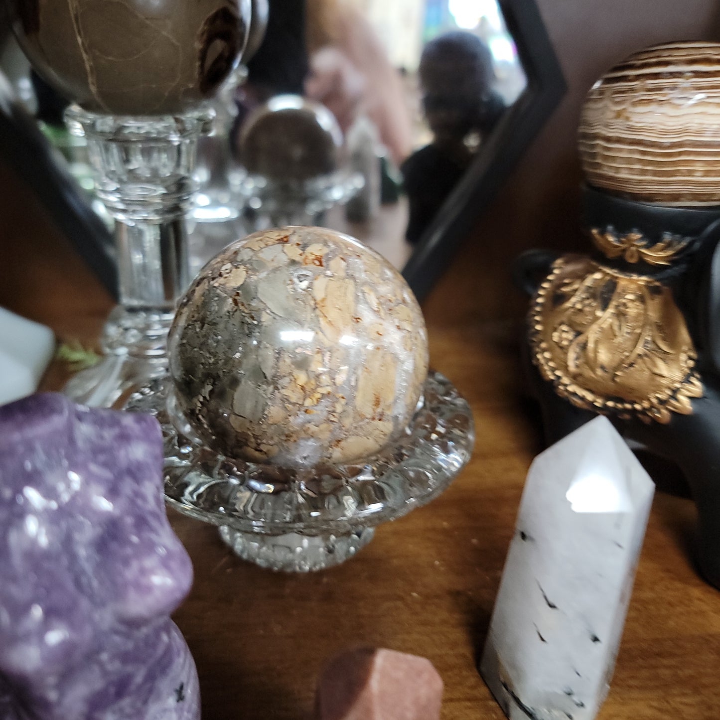 Flower Agate & Ocean Jasper Spheres