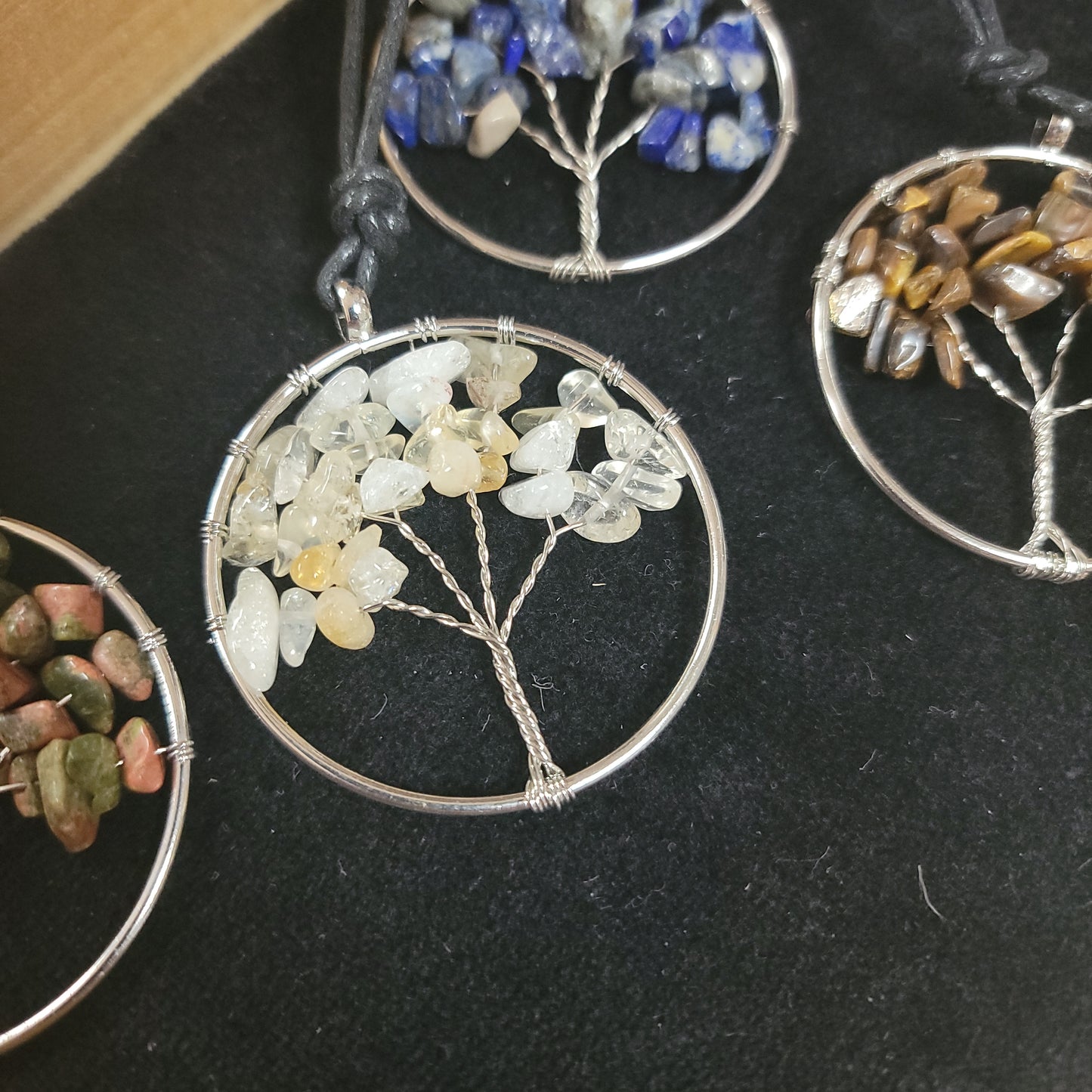 Corded Tree Of Life with Chip Stones Necklace