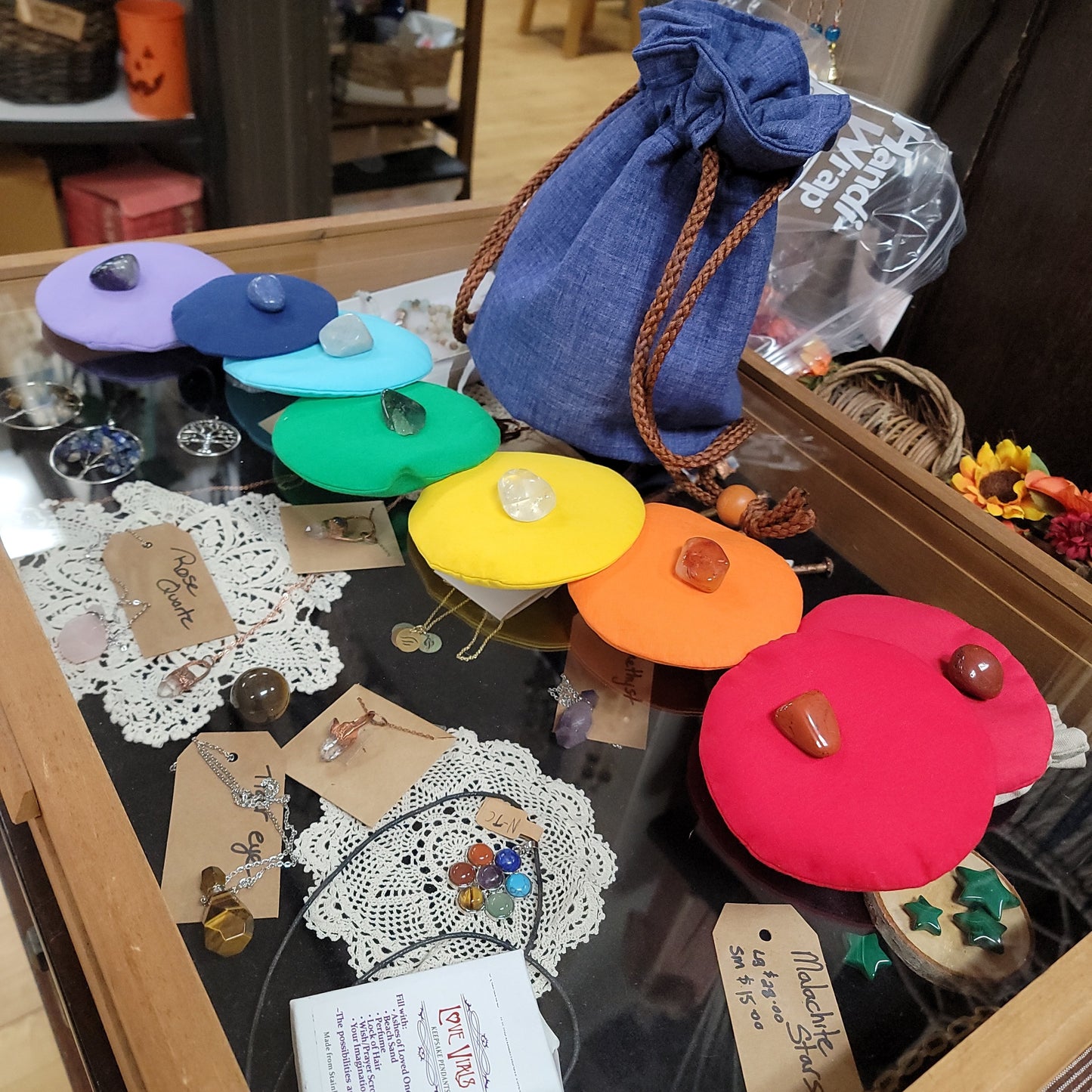 Chakra Crystal Pillows with Carrying Bag - Handmade