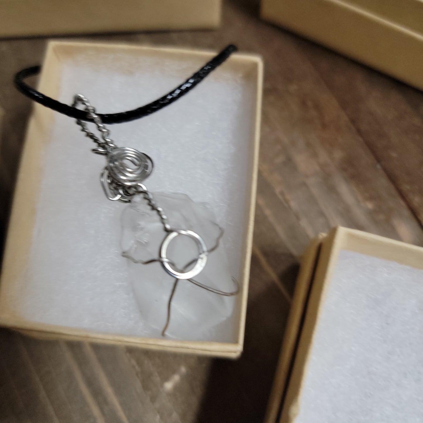 Wired Wrapped Sea Glass Corded Pendent Necklace - Various Sizes & Colors