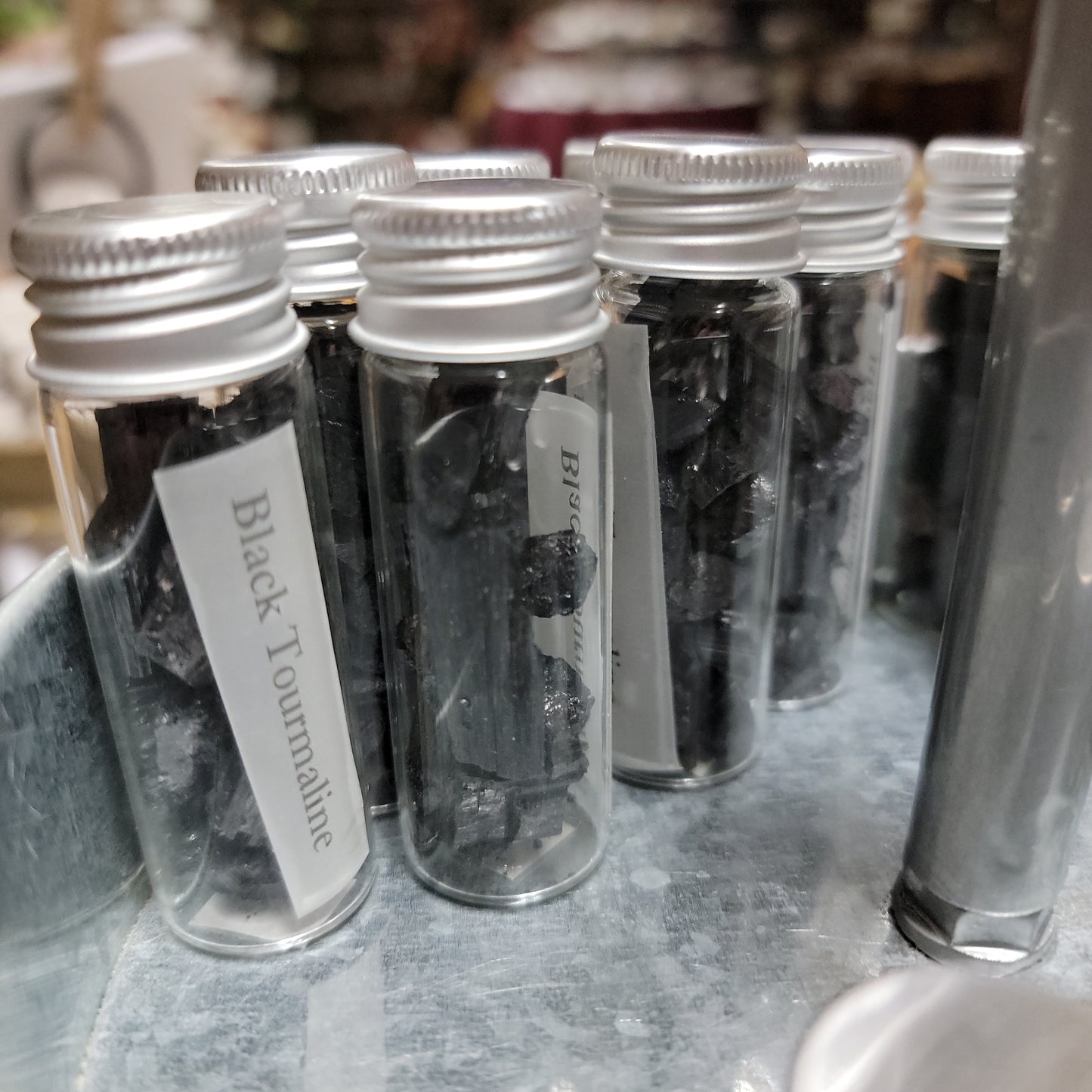 Black Tourmaline Gemstone Chip - Bottle