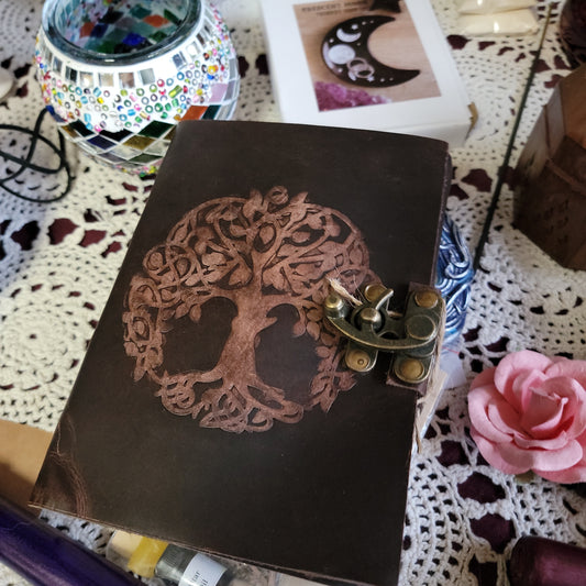 Tree of Life Soft Leather blank book w/ latch 5 x 7"