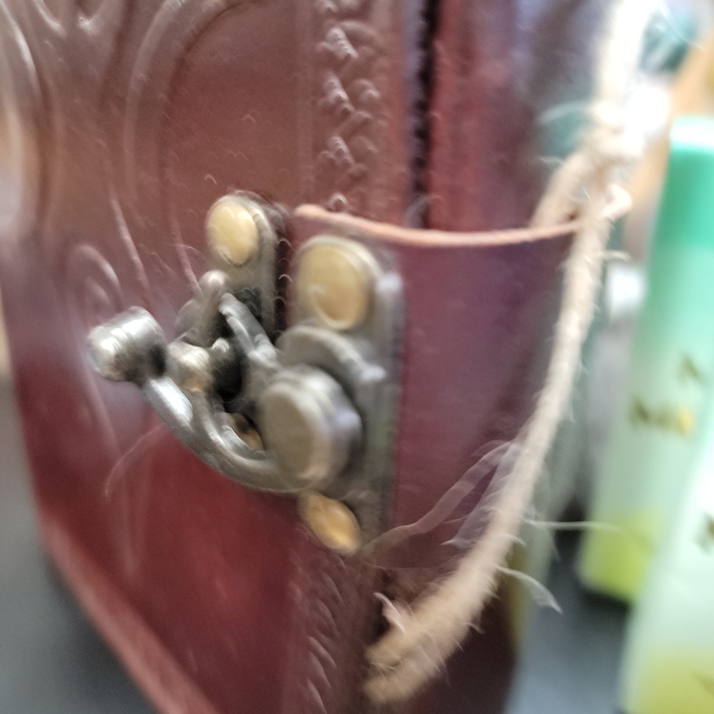 Triple Moon Goddess Embossed Brown Leather Journal w/ latch 5 x 7" (Maiden, Mother, Crone)