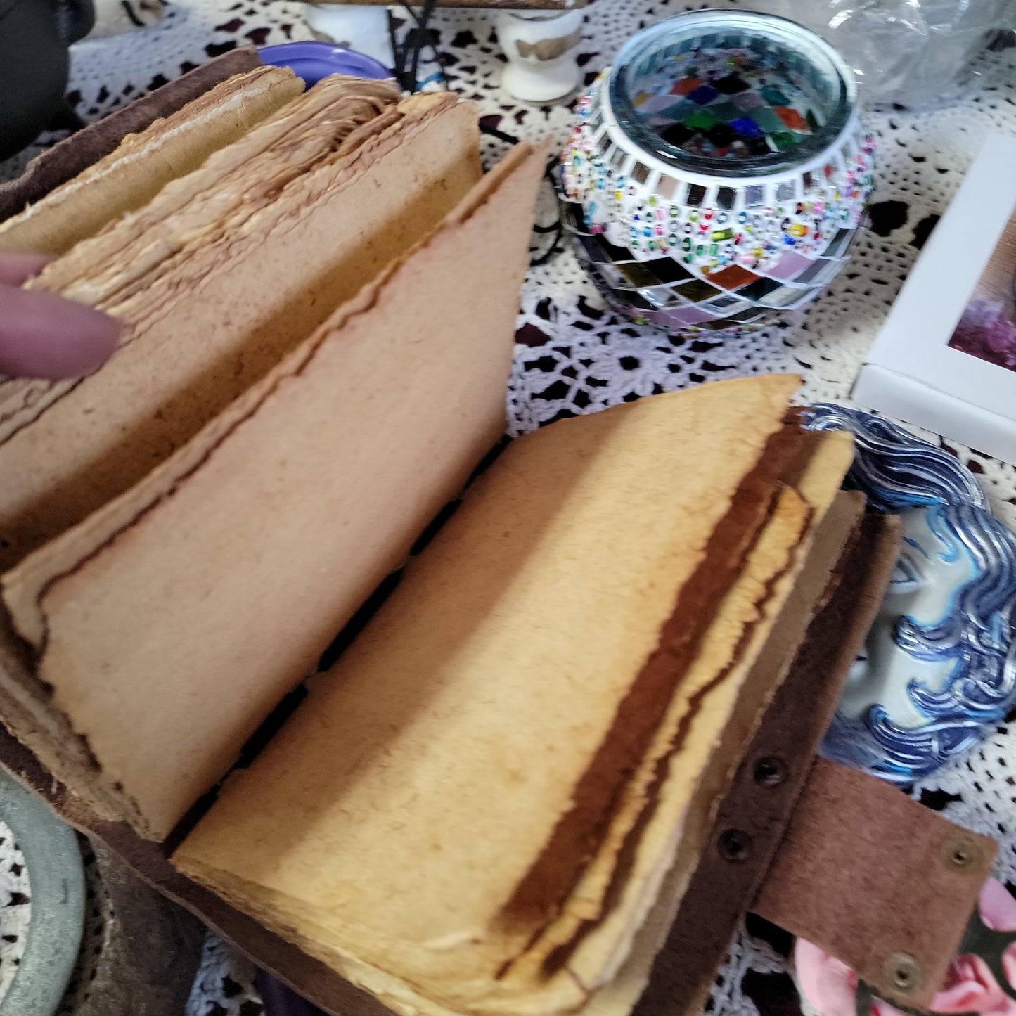 Soft Brown Leather Journal with Latch - Aged Parchment Pages