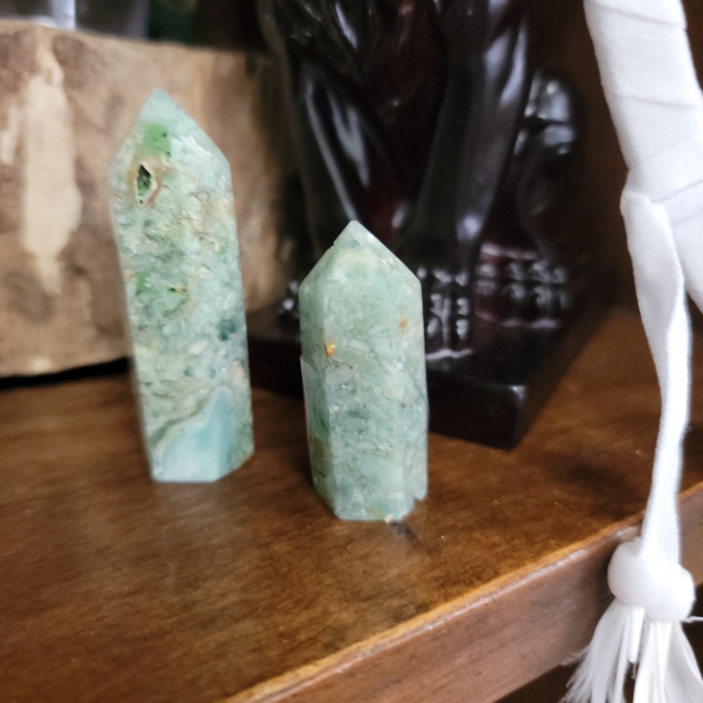 Green Opalized Fluorite Tower