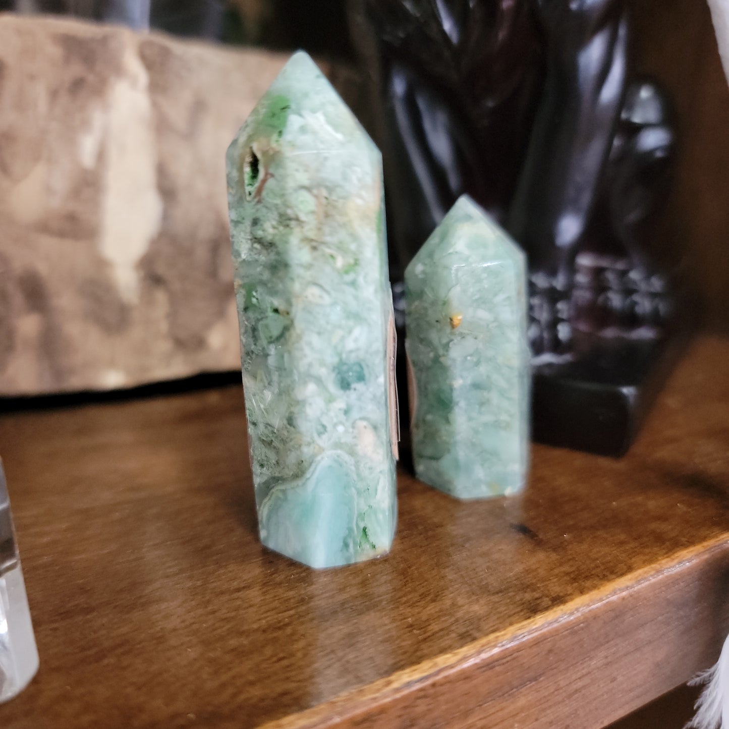 Green Opalized Fluorite Tower