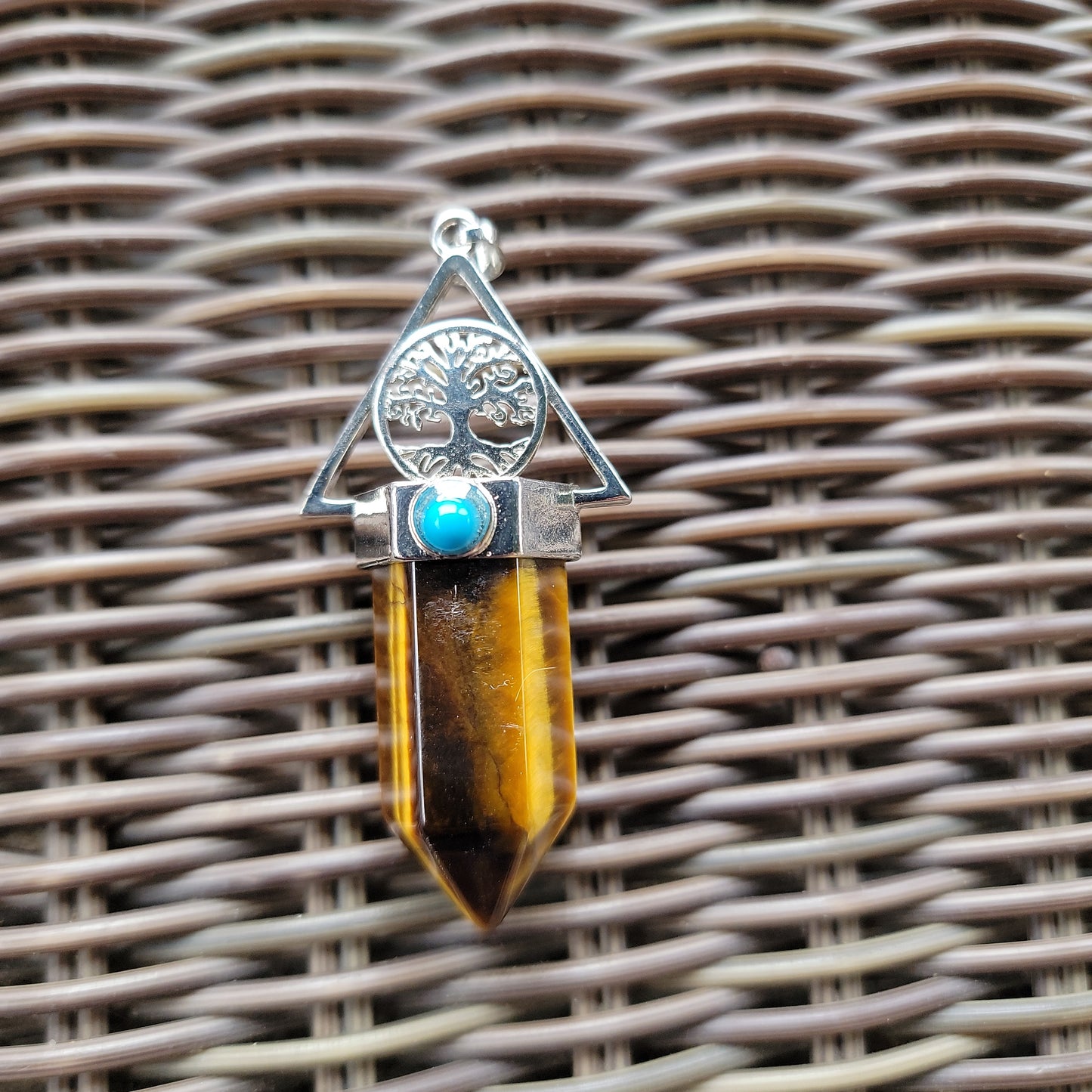 Gemstone Point Pendents with decorative gem accent - Tree of Life
