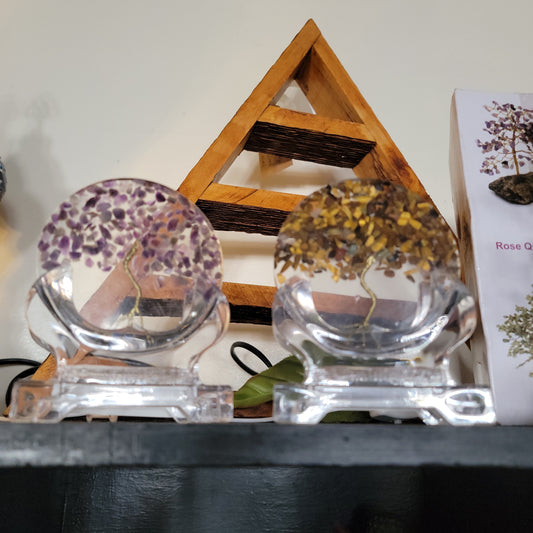 Tree of Life Wire Wrap with Gemstones In Resin with stand - Various