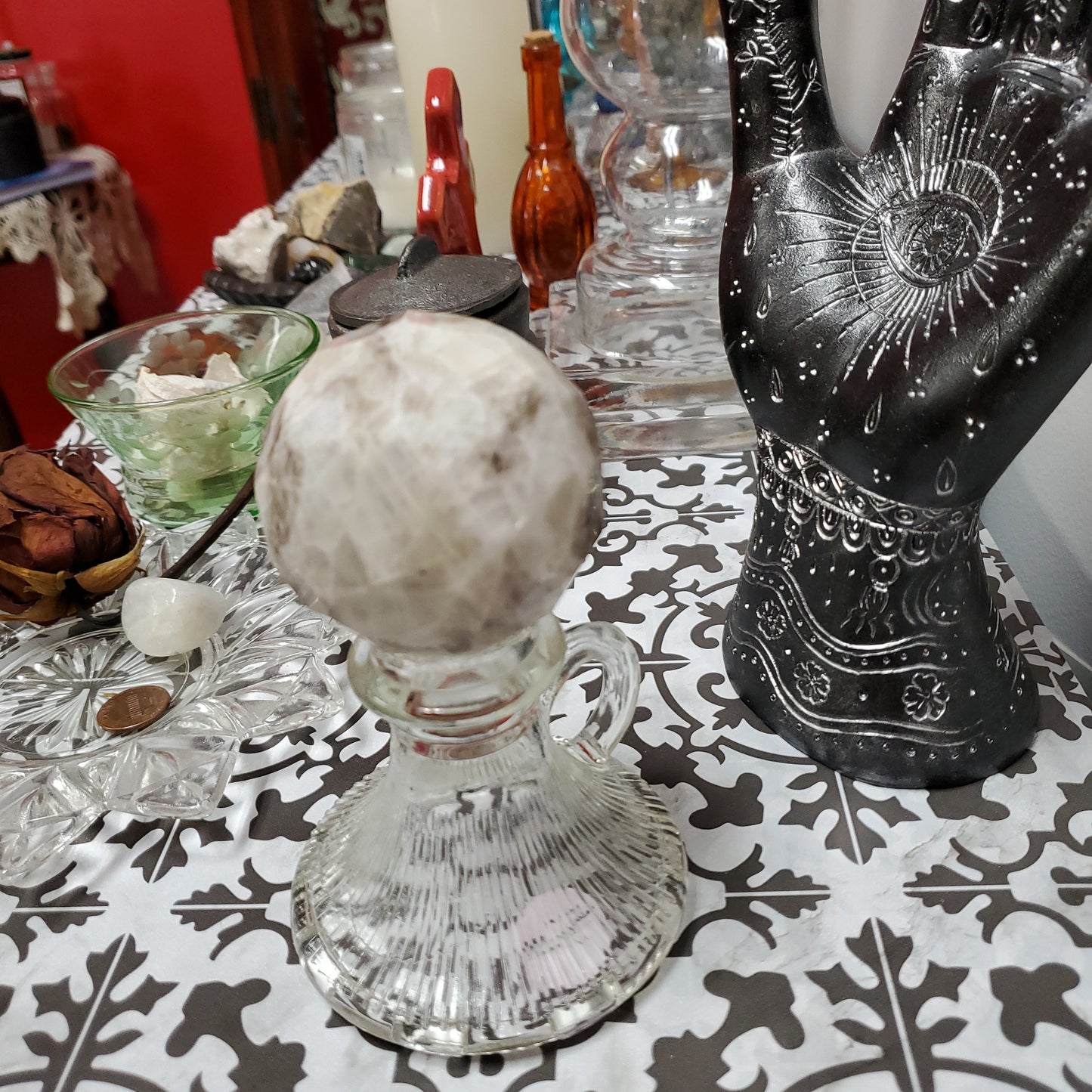 Moonstone, Rainbow - Sphere, Faucted