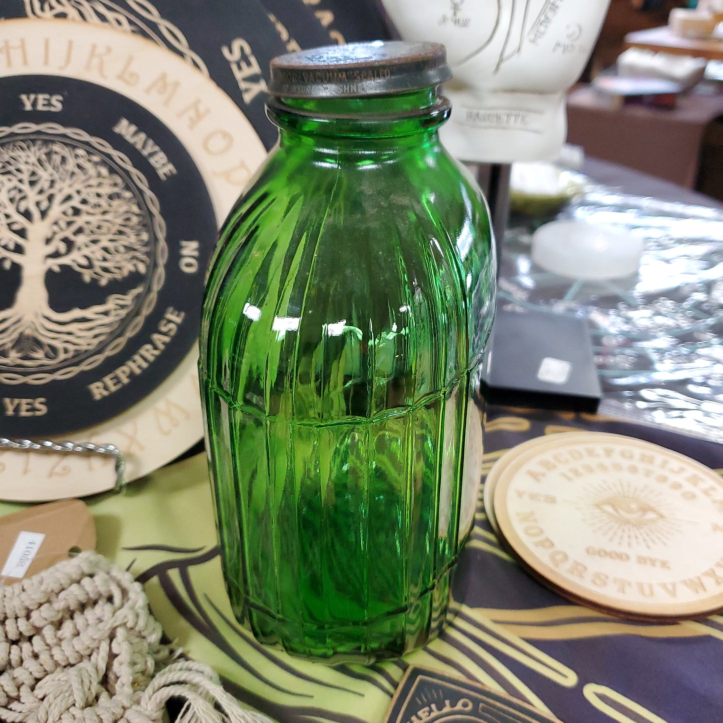 Witches Green Scalloped Bottle