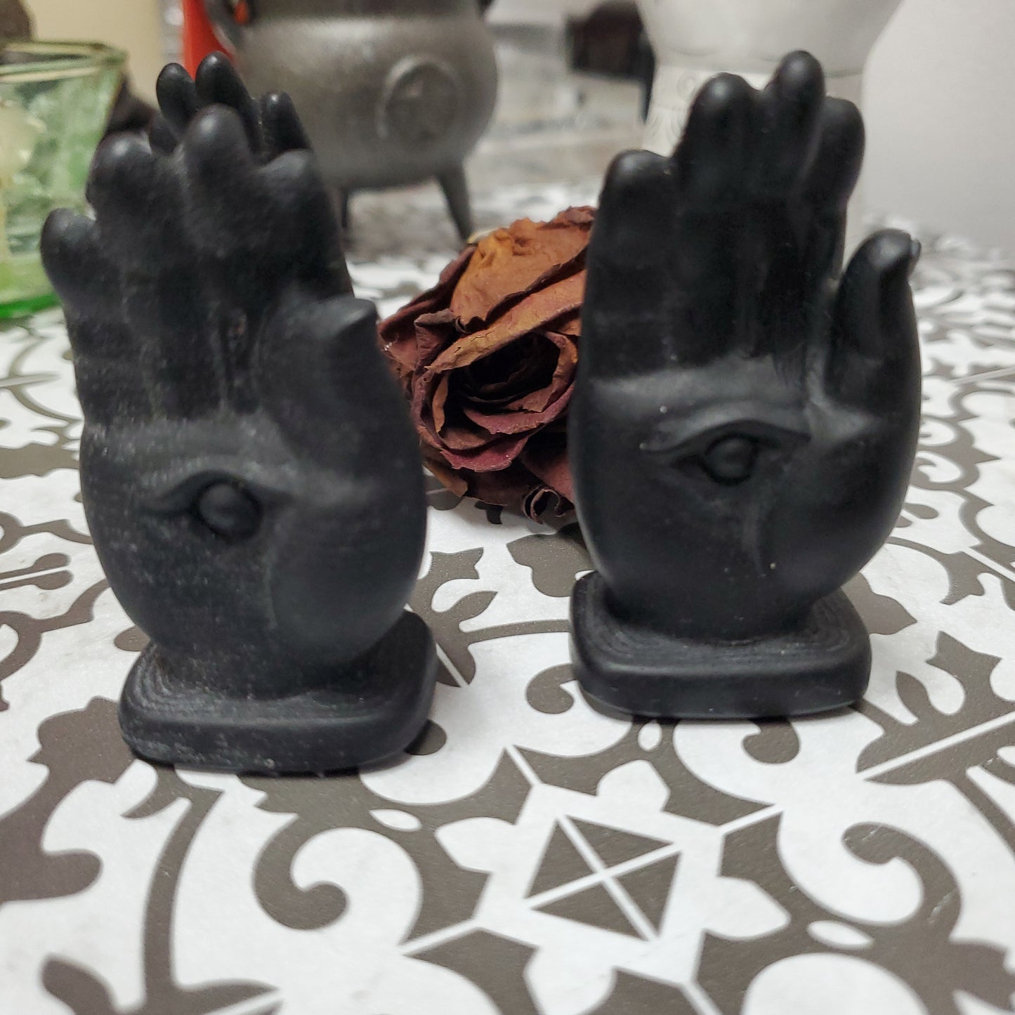 Carved Obisidan Fortune Palm