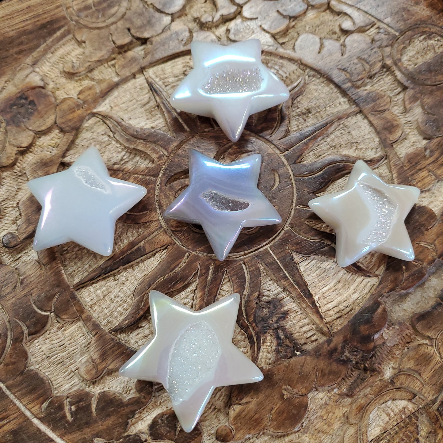 Angel Aura Druzy Agate Puffy Stars