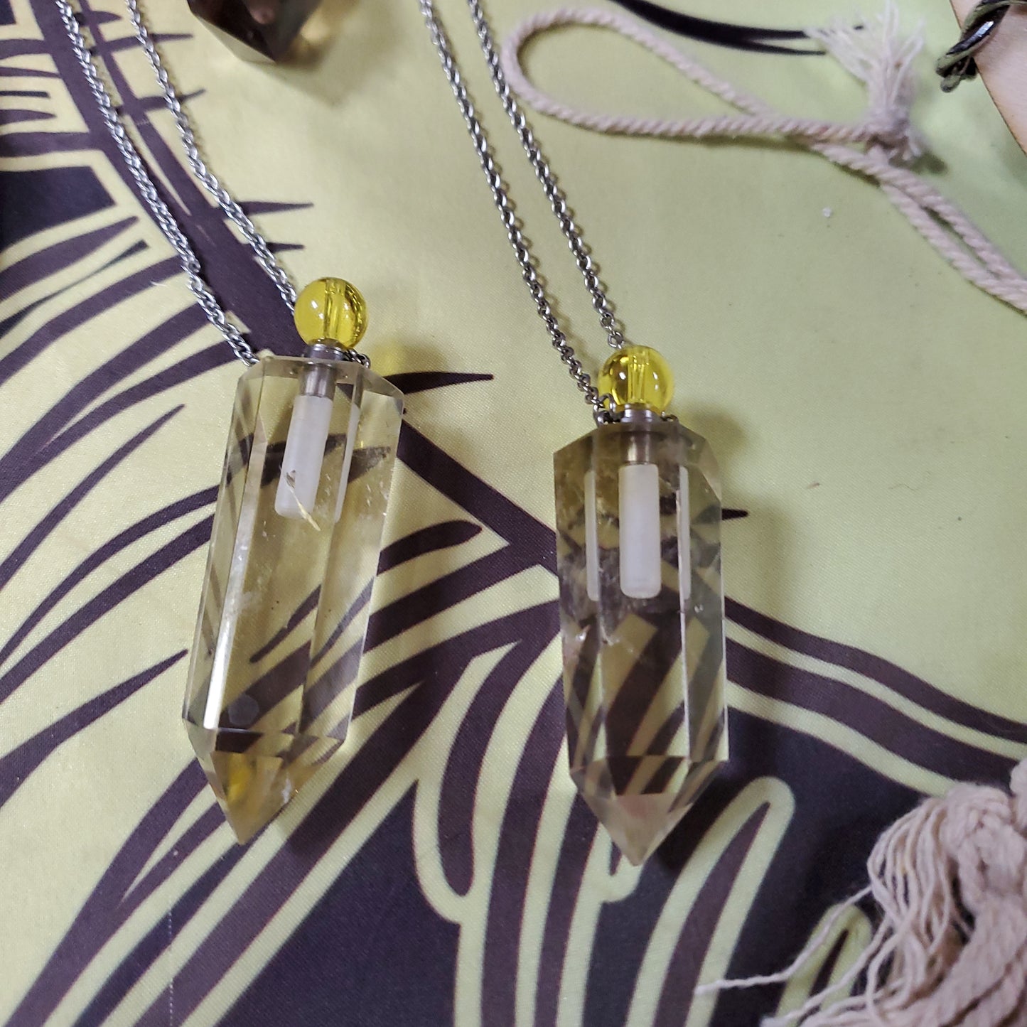 Crystal Gemstone Point Potion Bottle Pendants - Various