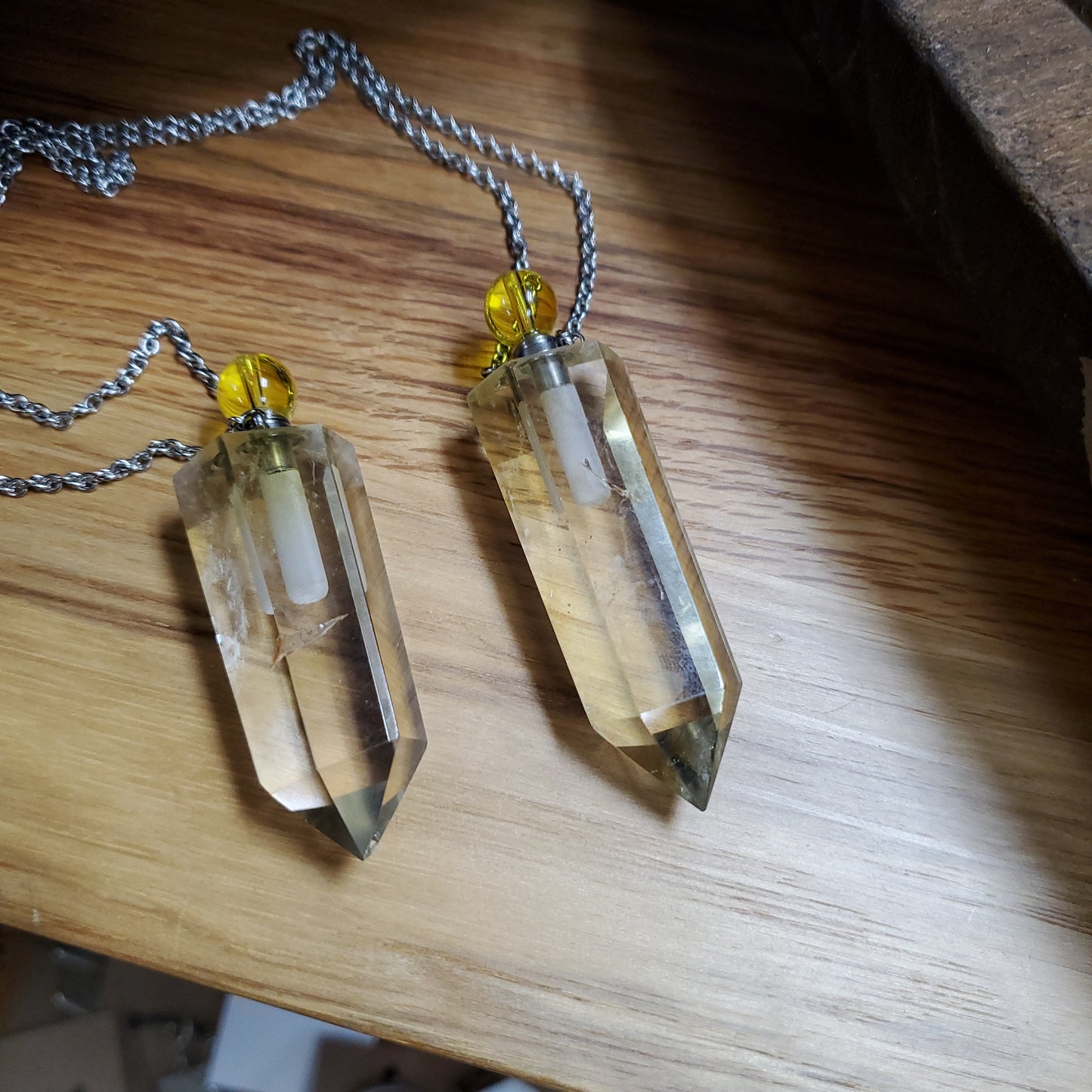 Crystal Gemstone Point Potion Bottle Pendants - Various