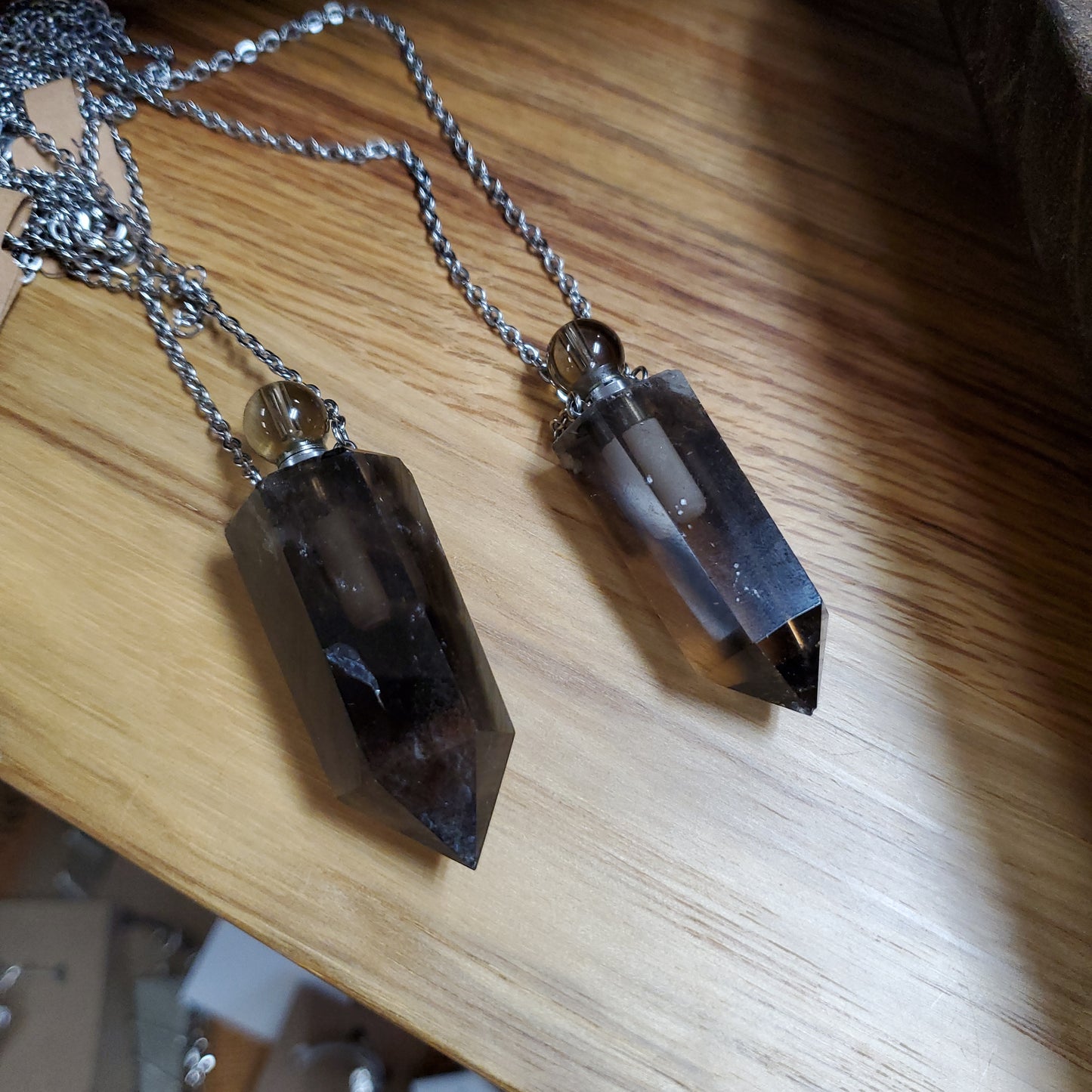 Crystal Gemstone Point Potion Bottle Pendants - Various