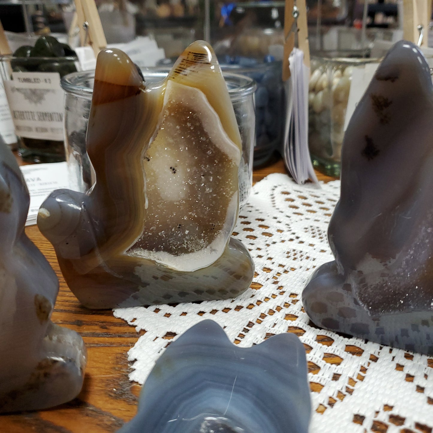 Druzy Agate Seated Cat Silhouette Slice