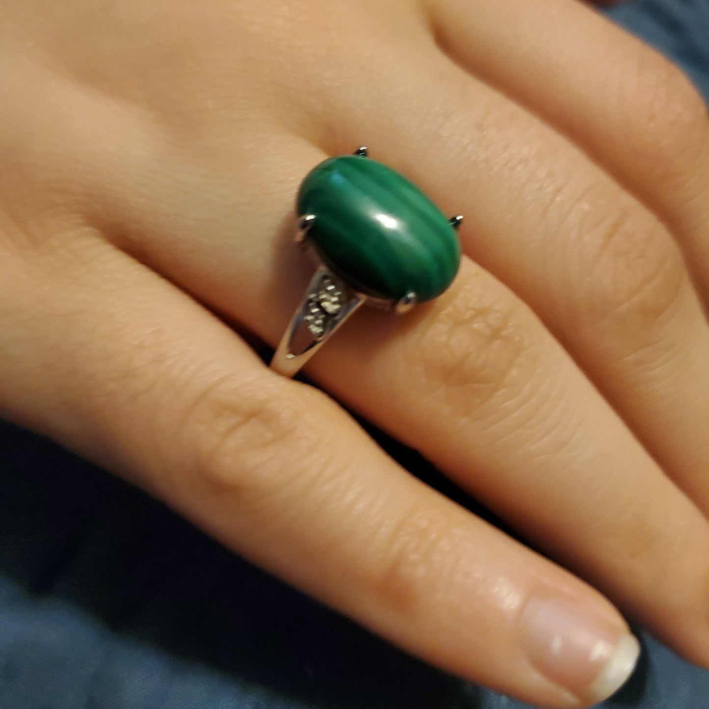 Genuine Malachite - 925 - Size 7