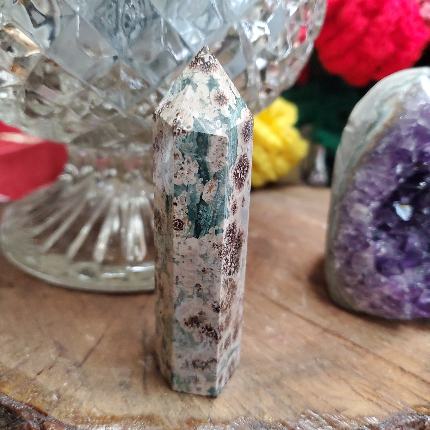Russian Green Flower Agate - Tower