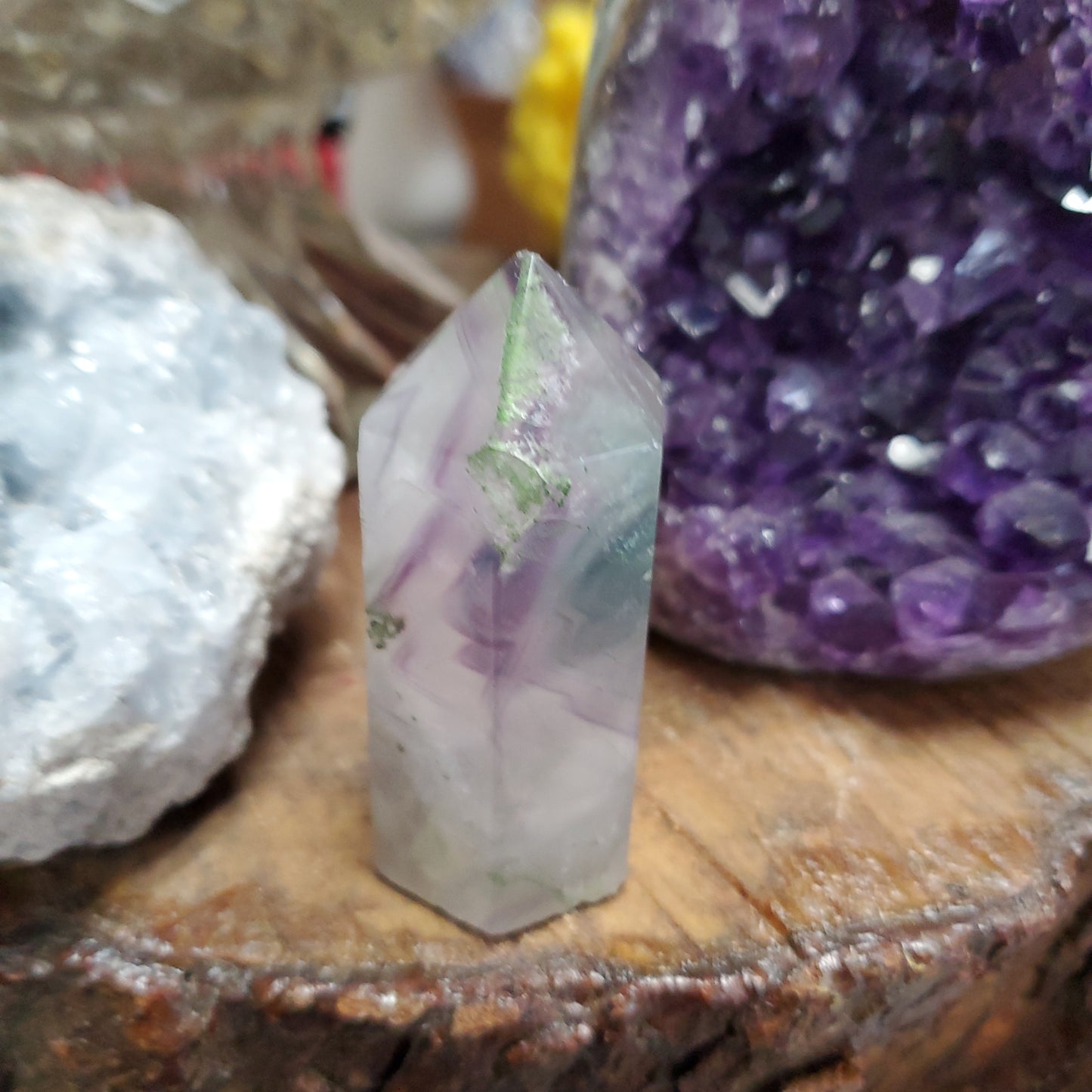 Smooth Silk Rainbow Fluorite - Tower