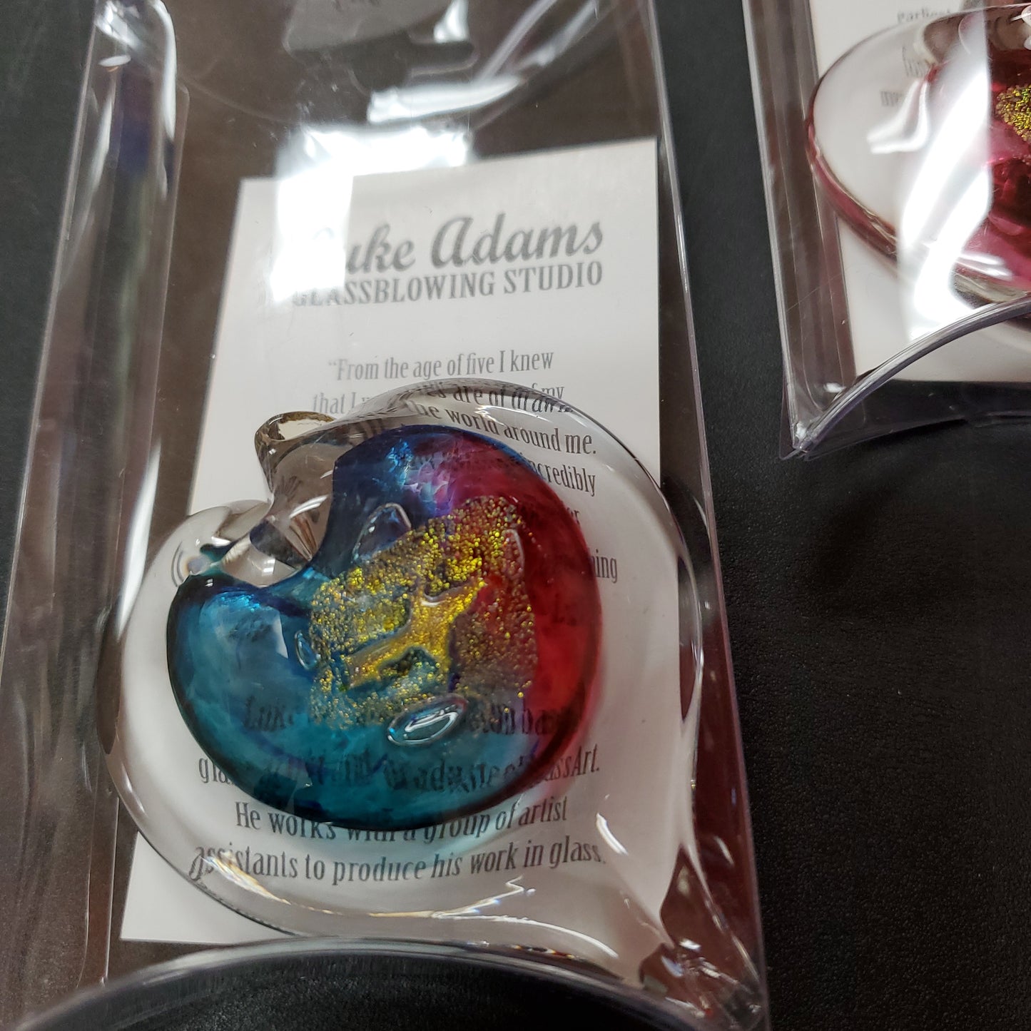 Blown Glass Small Heart by Luke Adams 3" - Suncatcher
