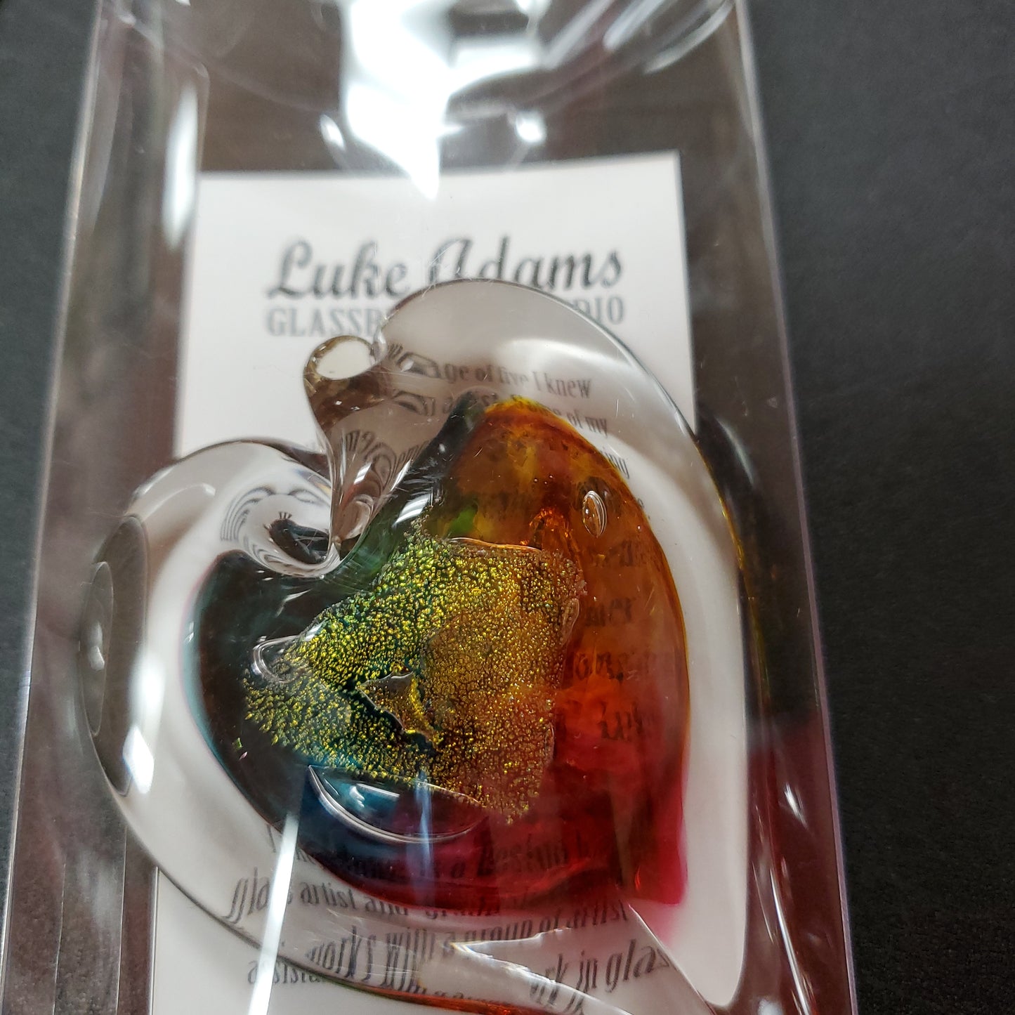 Blown Glass Small Heart by Luke Adams 3" - Suncatcher