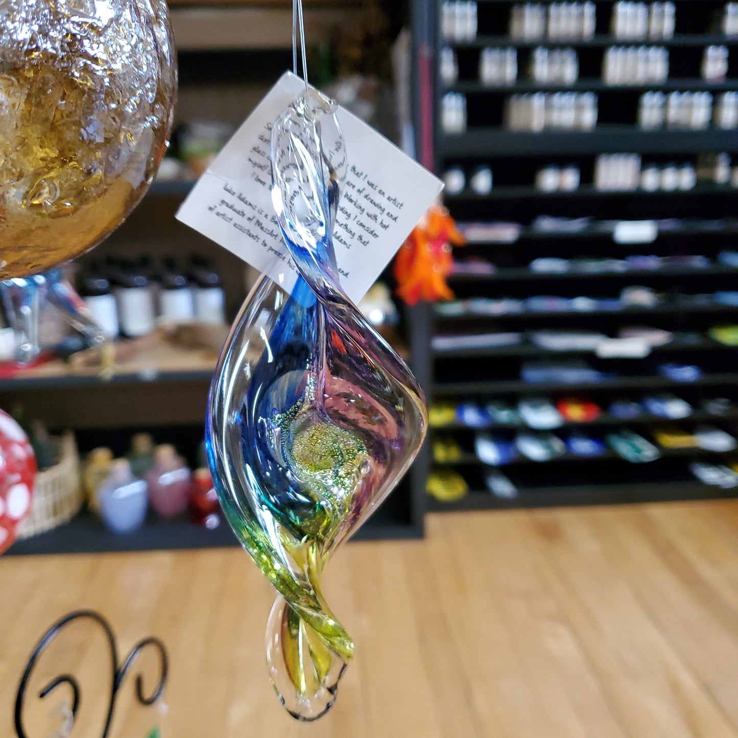 Blown Glass Small Spiral by Luke Adams 5" - Suncatcher