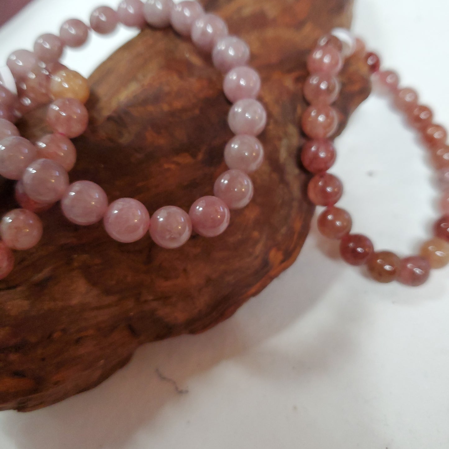 Strawberry Quartz - Bead Bracelet 8 mm