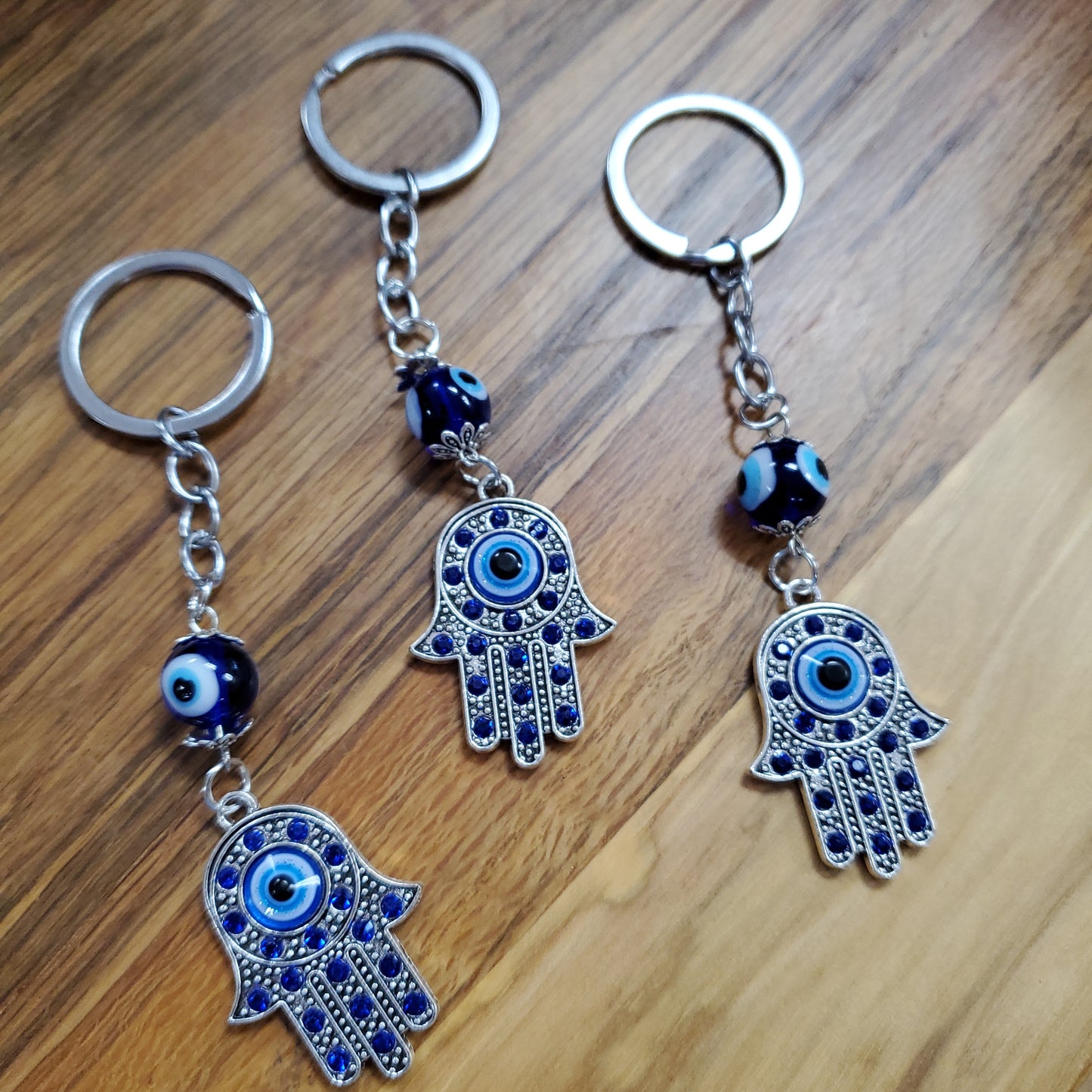 Hamsa Hand Keychain Evil Eye Silver Keychain